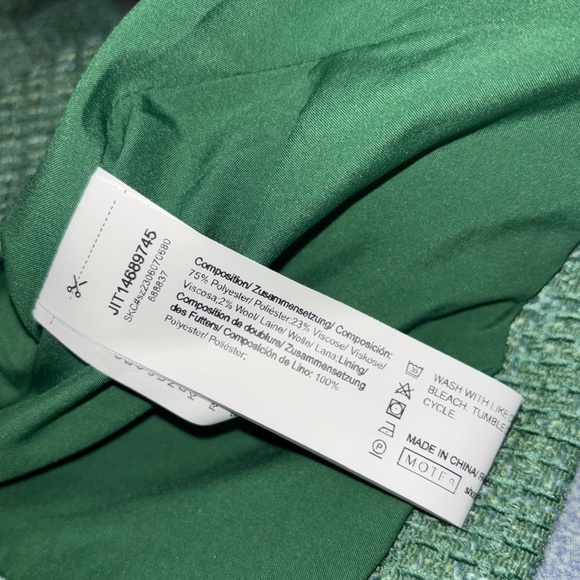 TRENDS BLAZER MOTF PREMIUM TWEED VISCOSE-BLEND BLAZER GREEN Size S - Picture 10 of 12